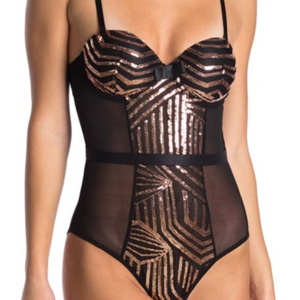 Secret Lace- Sequin Panel Bodysuit